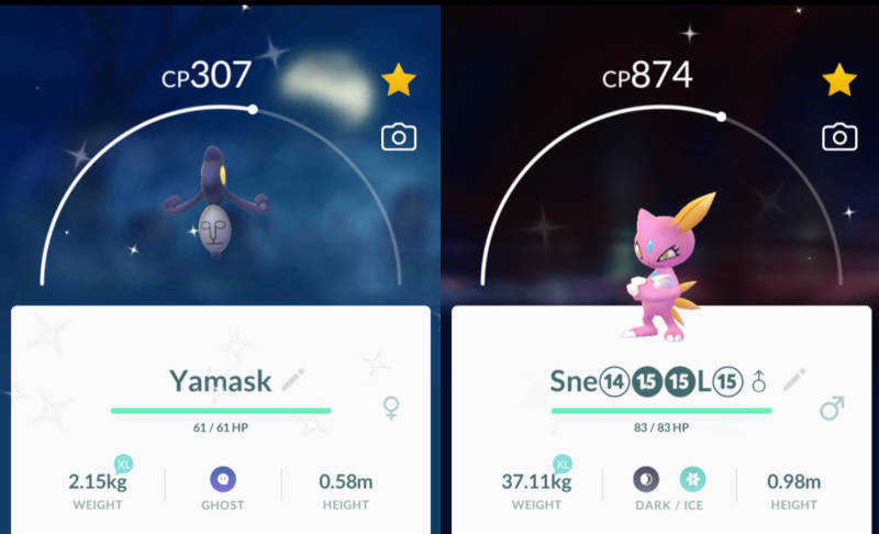 Shiny Yamask & Sneasel